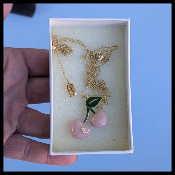 Coach Pink Cherry Signature Slider Necklace - Picture 7 of 9